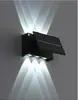 Lámpara de Pared Luminosa Solar 6LED Arriba y Abajo Lavador de Pared de Patio Panel Solar Lámpara de Jardín Exterior Luz de Ambiente para Valla