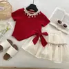 Conjunto Nuevo de Verano para Niñas 2026 Nuevo Estilo Infantil Casual Elegante Camiseta Moda Falda Conjunto Estilo Vacaciones