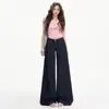 Pantalones vaqueros de diseño con etiqueta rosa de color contrastante para mujer, estilo americano nuevo, de cintura baja, talla grande, holgados, con caída, versátiles, adelgazantes, de pierna ancha