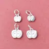 Plata de Ley S925 Sólida Colgante de Manzana Nochebuena Accesorios para Pulsera de Navidad Cuerda de Hilo para Cuentas DIY Accesorios Lindos