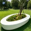 Banco Oval em Terrazzo para Cova de Árvore Pedra Artificial Concreto Parque Integrado Banco para Cova de Plantio de Árvore Feito Sob Medida