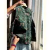 2025 nuevo chaleco estampado verde estilo retro extranjero estilo chino hermoso top de principios de primavera ropa de mujer