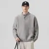 Nuevo suéter de otoño y primavera para hombre, estilo retro y casual, tejido grueso, versátil, cuello Henley estilo americano, capa base cálida
