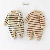 Ropa de una pieza para bebé recién nacido primavera rayas horizontales hombres y mujeres bebé cálido otoño e invierno mameluco de una pieza niño manga larga