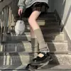 Calcetines Y2K, versátiles para otoño e invierno, blancos, calcetines de punto hasta la mitad de la pantorrilla, calentadores de piernas, calcetines negros, calentadores de piernas de burbujas