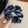 Goma de pelo scrunchie de cuero a cuadros con bloques de color retro para mujer, Nueva moda, Lazo elástico para coleta baja, Accesorio para el cabello elástico