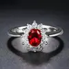 Venda Quente Transfronteiriça Anel de Cobre com Diamante de Temperamento Europeu e Americano Girassol Retrô Diamante de Imitação Moissanita Azul Anel Feminino Versátil