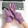 Guantes Cálidos para Otoño e Invierno, Estilo Delgado de Gamuza Lindo para Estudiantes Mujeres para Escribir con Forro Polar Añadido, Dos Dedos Expuestos para Otoño