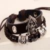 Europa y Estados Unidos nuevo popular pulsera de cuero con cuentas pulsera punk al por mayor yiwu joyería pequeña pulsera de cuero tejido