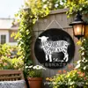 Placa Decorativa de Lata con Letras de Animales del Zodiaco para Comercio Exterior, Colgante de Cuerda de Cáñamo Redonda de 20/30 cm, Pintura