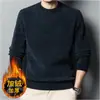 Suéter Masculino de Uma Peça em Lã de Chenille Tricô Masculino com Forro de Lã Espessado Quente de Inverno Camada Interna Camiseta Básica