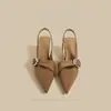 Sandálias de Festa Apontadas de Novo Estilo para o Verão, Versáteis e Bonitas, Sapatos Slip-On da Moda de Salto Alto Marrom para Mulheres