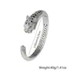 Pulseira de Zircônia Estilo Europeu e Americano Dominador Leopardo Pulseira Aberta Cabeça de Leopardo Moda Atmosférica Masculina e Feminina Joias