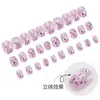 Uñas Portátiles Ins con Strass de Fresa Estilo Corto Rosa Morado Soñador Parches de Uñas Artísticas para Chicas 30 Piezas Uñas Pre-Codificadas