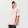 Mt-2524 Camisa con Capucha y Cremallera de Manga Corta de Moda para Pareja Chaqueta Casual con Protección Solar