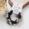 Cuerda para el pelo montada en tarjeta, Goma para el pelo de perlas de alta gama, Anillo de intestino pequeño de encaje a cuadros a la moda, Cuerda para el pelo, Accesorios para el pelo, Goma para coleta
