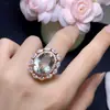 Anel de Cristal Verde Natural Cristal Limpo Cor de Fogo Super Forte! Especificações da Pedra Solta 12*16mm