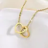 Item Popular Mais Vendido: Colar de Coração com Duplo Anel Simples e Versátil para Mulheres, Design de Nicho de Luxo Leve, Joia de Corrente para Clavícula de Alta Qualidade