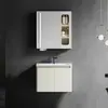 Gabinete de Baño de Aluminio tipo Panal Estilo Francés con Panel de Puerta de Acero Inoxidable, Gabinete Principal con Luz Sensor, Gabinete Espejo, Meijia Baño L1132