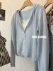 Cardigan de Punto Holgado con Capucha de Color Sólido Estilo Coreano Dongdaemun para Mujer Chaqueta Delgada