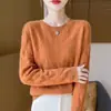 Suéter de Lana Jacquard Cortado Listo para Usar de Una Sola Línea para Mujer Otoño e Invierno Suéter de Punto con Cuello Redondo Color Sólido Camiseta Interior de Lana Superior