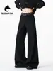 Nuevos Pantalones de Traje Lisos Estilo Retro de Hong Kong para Hombre, Anti-arrugas, Caída Suelta, Pantalones Acampanados Casuales, Pantalones Curvos de Verano