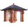 Pavilhão com Textura de Madeira Imitada, Novo Estilo Chinês Pavilhão de Lazer de Quatro Cantos para Exterior, Telhado Inclinado, Pavilhão Antigo, Pavilhão de Liga de Alumínio de Canto Dupla Camada