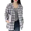 2026 Nueva Camisa de Algodón con Protección Solar para Mujer con Capucha de Cuadros Manga Larga Holgada Ropa de Protección Solar Ropa Exterior Delgada Cárdigan