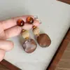 Brincos Pendentes Geométricos de Madeira Retrô Brincos de Tarraxa de Luxo Leve de Alta Qualidade para Mulheres Novo Estilo Chinês Versáteis de Verão Brincos Pendentes Acessórios de Orelha