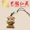 Colgante de Cadena para Teléfono Móvil Tallado en Sándalo Verde de los Doce Zodíacos, Colgante Creativo Yiming Xianyuan de Animales del Zodíaco Pareja para Bolso