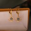 Collar y pendientes con colgante geométrico de ojo del diablo de circón chapado en oro y cobre con nicho INS antiguo australiano europeo y americano, joyería de traje