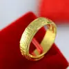 Anel Baifu Banhado a Ouro 24k Anel Simples Masculino e Feminino Abertura Ajustável Estilo Coreano Anel Ouro Areia