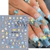 Adesivos de Unhas Novos Transfronteiriços Ins Verão Vento do Oceano 5D Em relevo Estrela-do-mar Estéreo Água-viva Concha Adesivos para Unhas