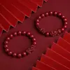Artículo de envío directo de una pieza: Pulsera de Cinabrio con Pixiu, Bajo Contenido, Regalo Estilo Chino, Popular Pulsera de Bolas de Cinabrio