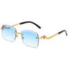 Gafas de Sol Retro sin Montura para Hombre y Mujer Personalizadas Tridimensionales Curvas de Leopardo Metal sin Montura Gafas Transfronterizas