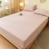 Novedad Primavera y Verano Color Sólido Antideslizante No Puro Algodón Todo Algodón Cubre Cama Falda de Cama Todas las Estaciones Universal Juego de Tres Piezas Prueba de Polvo Prueba de Manchas