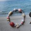 Nuevo Pulsera de Piedra Rosa para Mujer, Hebilla de Seguridad Retro Simple Colgante de Moneda, Pulsera con Cuentas de Perlas, Regalo para Estudiante