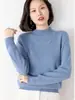 Suéter de lana de cuello medio para mujer, suéter de punto holgado, talla grande, suéter de cachemira, otoño e invierno, capa base de punto engrosada, negro, talla única