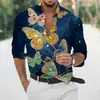 Camisa Estampada Abstrata com Arte Degradê Nova 2024 Para o Dia a Dia Primavera Verão Camisa de Manga Longa Dobrável