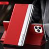 Adequado para iPhone15PRO Suporte Galvanizado Caso Do Telefone Móvel Apple 14 Flip Cover Quatro Geração Sucção Magnética Caso De Couro 13 Capa Protetora
