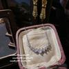 Pendientes de Gota de Agua Rubí de Granada Babilónica Antigua Anillo de Arco de Zirconia Chapado en Oro de 18K Vintage de Corte Guepardo