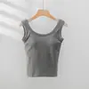 Hermoso Top Tubo Exterior de Moda Ropa Interior Chaleco de Tirantes Anchos Primavera y Verano Posavasos Integrado Top Base Interior Cómodo para Mujer
