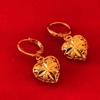 Conjunto de pendientes y collar con farol de latón chapado en oro de Vietnam para mujer, aretes de bola hueca, joyería de oro de arena.