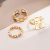 Anillo Articulado Geométrico Creativo de Cara de Bloque, Venta Caliente Transfronteriza Europea y Americana, Conjunto de Anillos Abiertos Cadena Ins