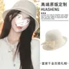 Sombrero de Dama Expatriada Estilo Francés con Lazo, Sombrero de Socialité Estilo Vintage Hepburn, Sombrero de Pescador Estilo Cubo para Adelgazar la Cara