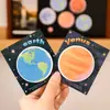 Notas Adhesivas de Planeta de Dibujos Animados Creativas Redondas Desprendibles Pegatinas N-Time Papelería para Estudiantes Mensaje Tierra Luna Notas