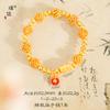 Pulseira de Seda de Hortênsia Dourada Vermelha Antiga do Vietnã com Pingente de Cadeado Fuk Pequeno Estilo Chinês Novo Versátil para Mulheres