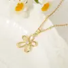 Collar Colgante Luochen Pequeño Fresco Calado Flor Incrustada Zirconia Cadena Clavícula Simple Moda Dulce Pequeño Lindo