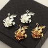Acessórios de jóias antigas fundidas cor de cobre ouro e prata florzinha pingente pequeno pingente 16 * 24mm