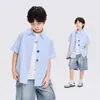 Ropa Infantil Zuoxi Camisa de Manga Corta para Niños Verano 2026 Nueva Ligera Transpirable Camisa a Cuadros para Niños Mayores